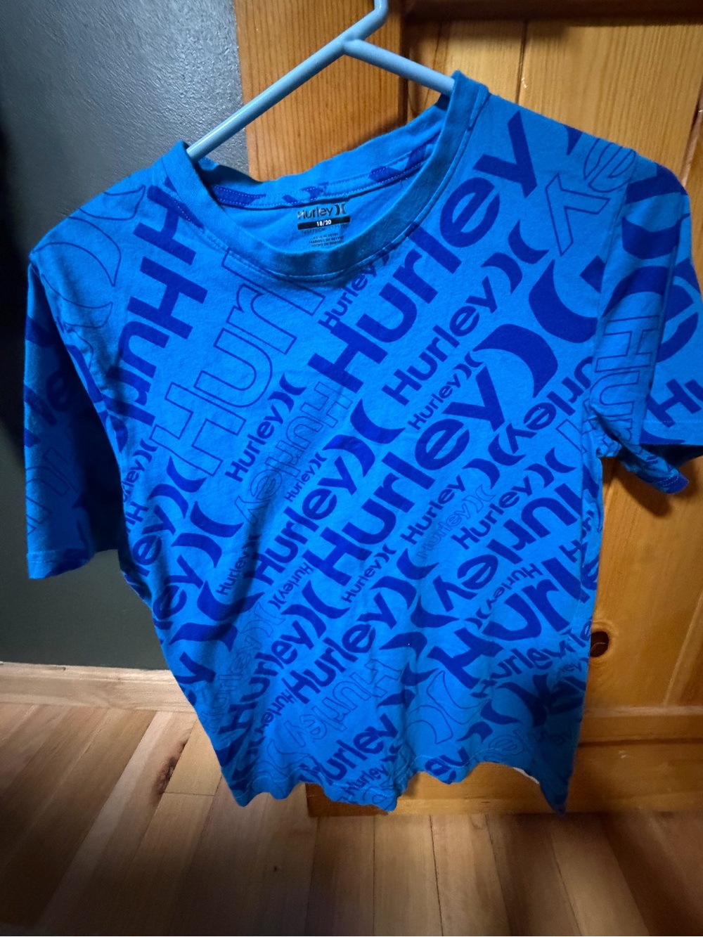 Hurley Blue All-Over Logo Short Sleeve Tee